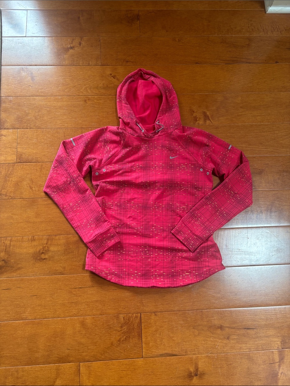 Nike Hot Pink Hooded Pullover with Subtle Grid size S